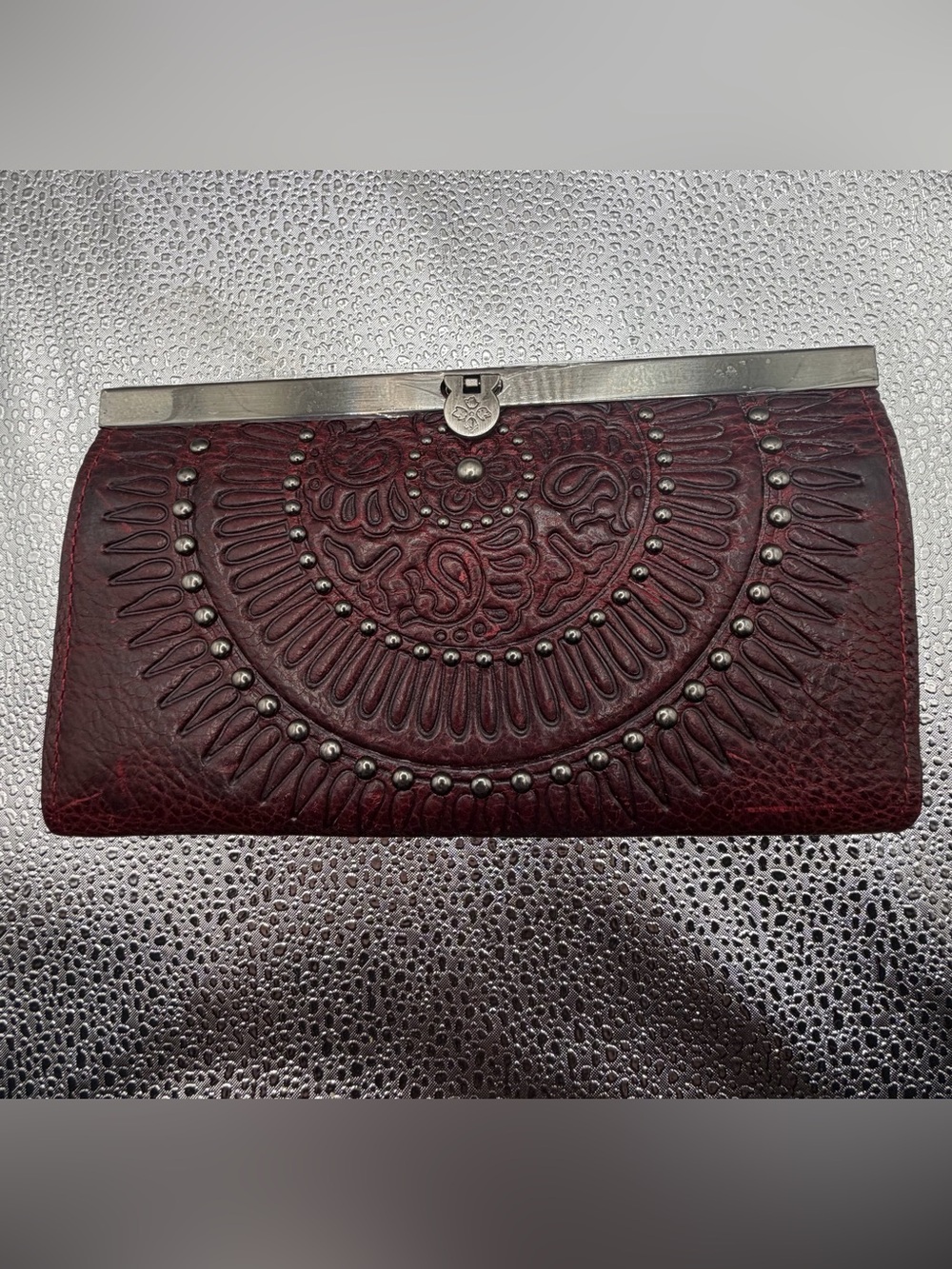 Patricia Nash Cauchy Wallet - Burgundy Distressed Tooled Leather - NWOT